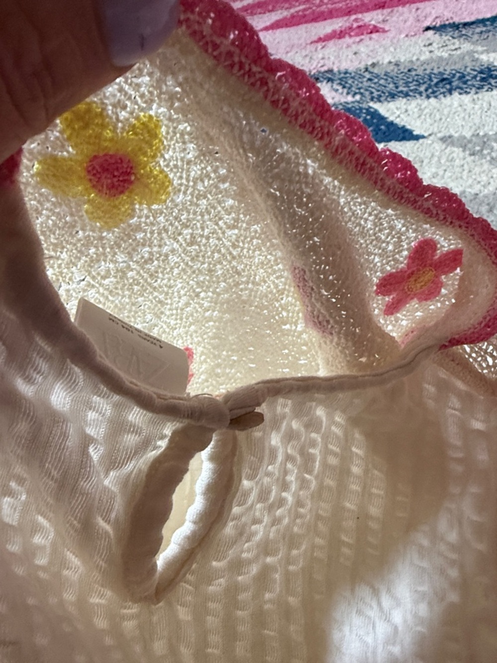 ZARA White Dress with Floral Knit Top - Picture 8 of 8